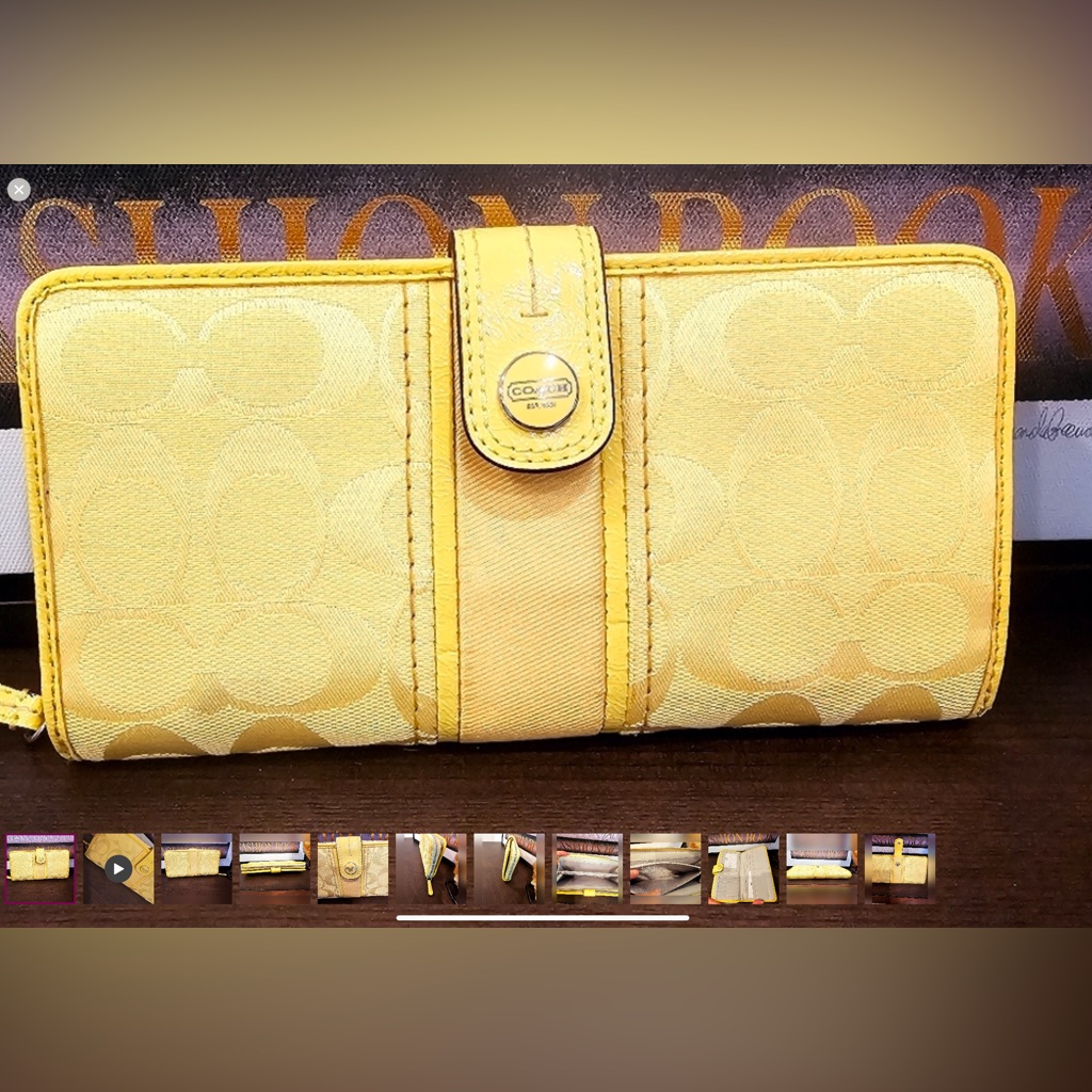 Coach Yellow Wallet Sleek Design Compact Size Euc
